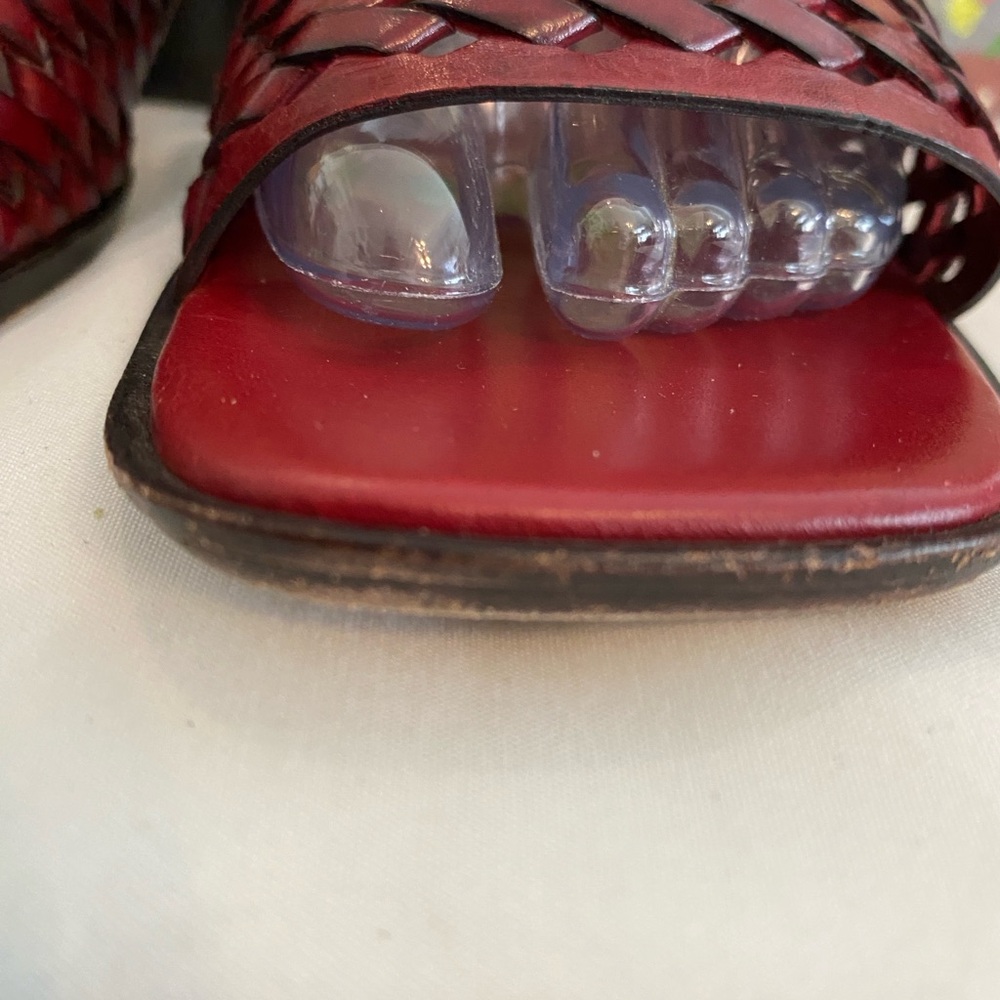 Cole Haan Women's Slide Woven Leather Block Sandals, Burgundy, Size 7B - Picture 5 of 15